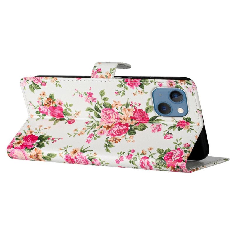 Fodral iPhone 15 Plus Med Kedjar Blommor Med Rem