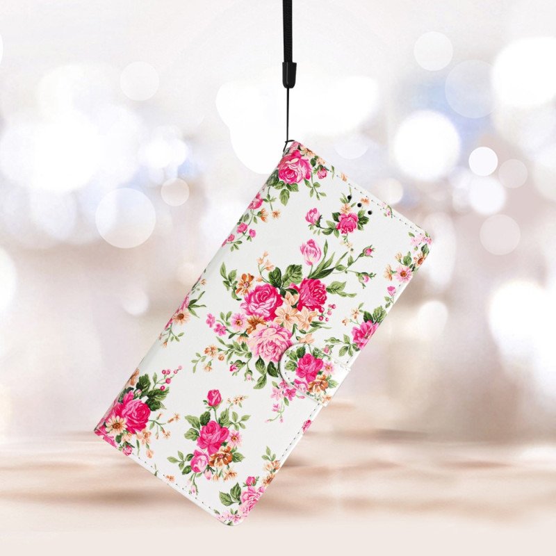 Fodral iPhone 15 Plus Med Kedjar Blommor Med Rem