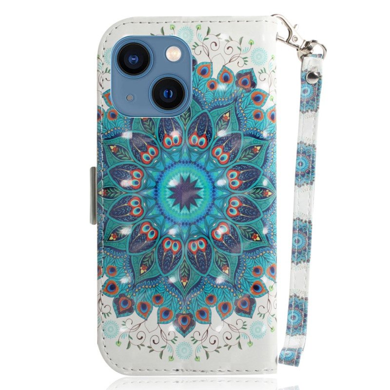 Folio-fodral iPhone 15 Plus Med Kedjar Mandala Med Rem