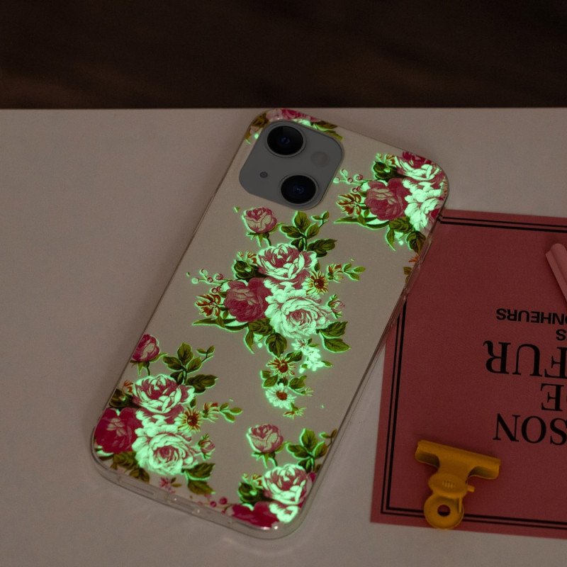 Mobilskal iPhone 15 Plus Fluorescerande Blommor