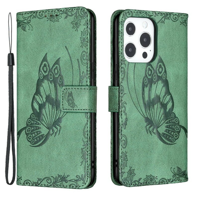 Fodral iPhone 13 Pro Max Med Kedjar Barock Strappy Butterfly