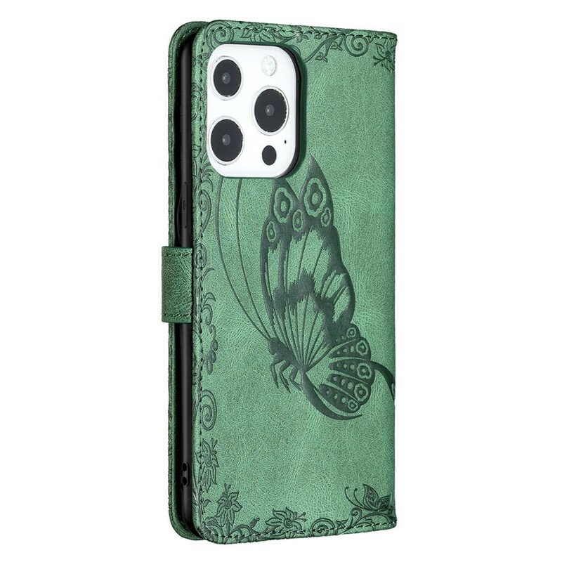 Fodral iPhone 13 Pro Max Med Kedjar Barock Strappy Butterfly