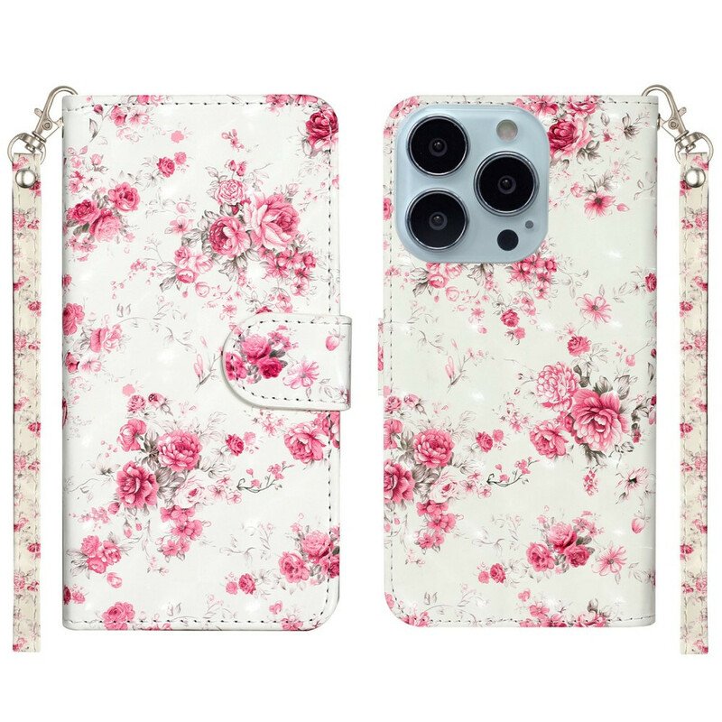 Fodral iPhone 13 Pro Max Med Kedjar Strap Light Spot Flowers