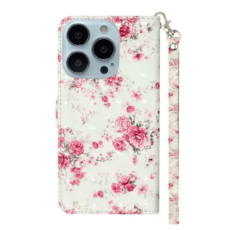 Fodral iPhone 13 Pro Max Med Kedjar Strap Light Spot Flowers