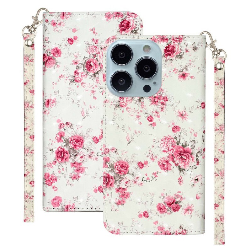 Fodral iPhone 13 Pro Max Med Kedjar Strap Light Spot Flowers