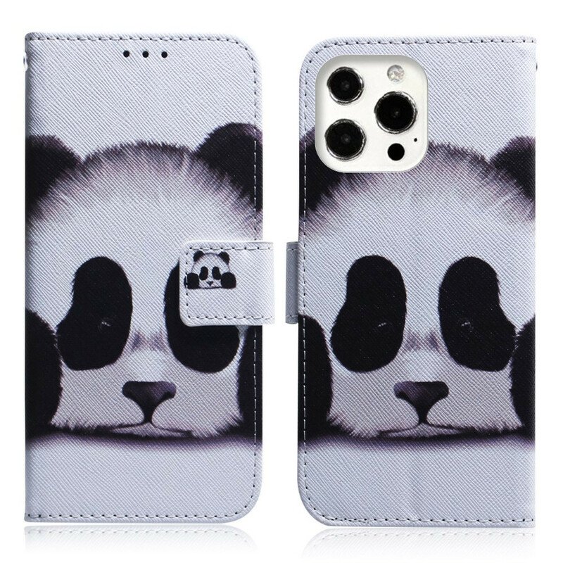 Läderfodral iPhone 13 Pro Max Panda Ansikte