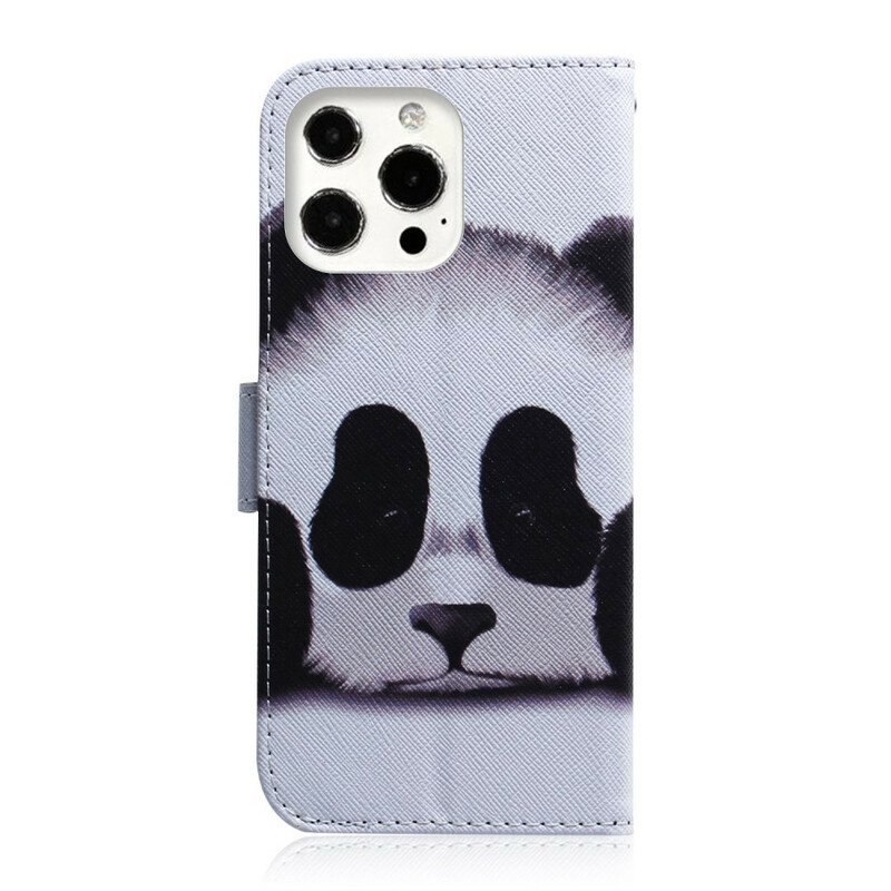 Läderfodral iPhone 13 Pro Max Panda Ansikte