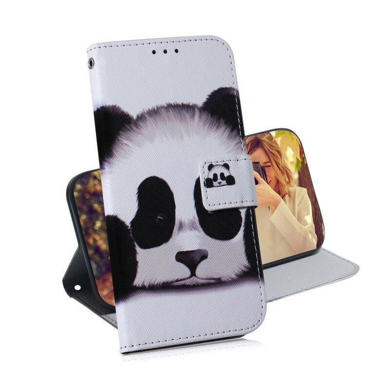 Läderfodral iPhone 13 Pro Max Panda Ansikte