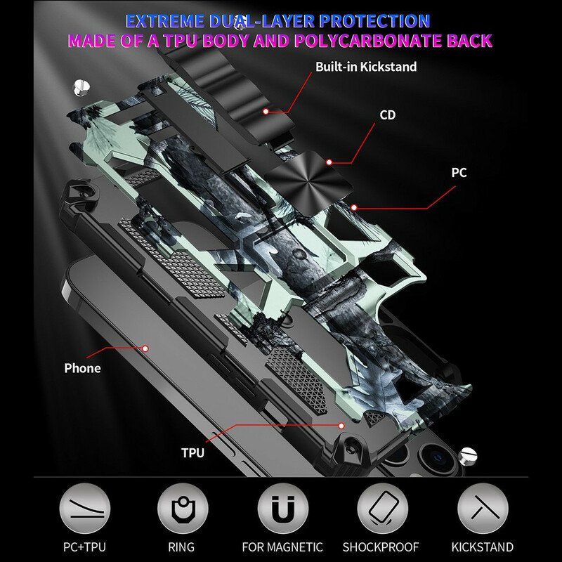 Mobilskal iPhone 13 Pro Max Kamouflage Avtagbart Stöd