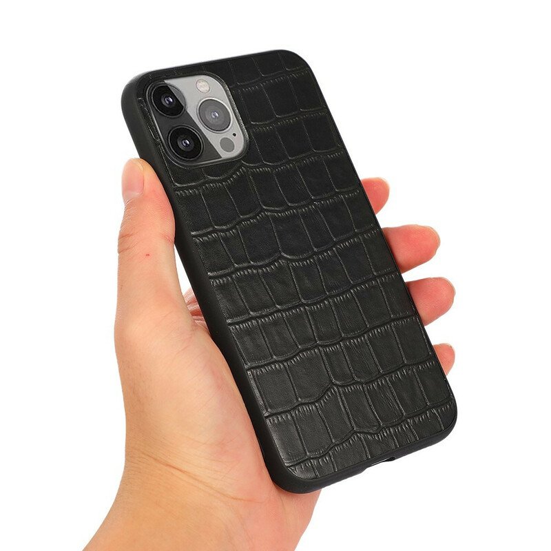 Skal iPhone 13 Pro Max Äkta Crocodile Texture Läder