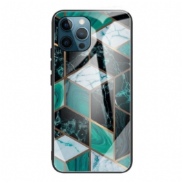 Skal iPhone 13 Pro Max Geometri Marmor Härdat Glas