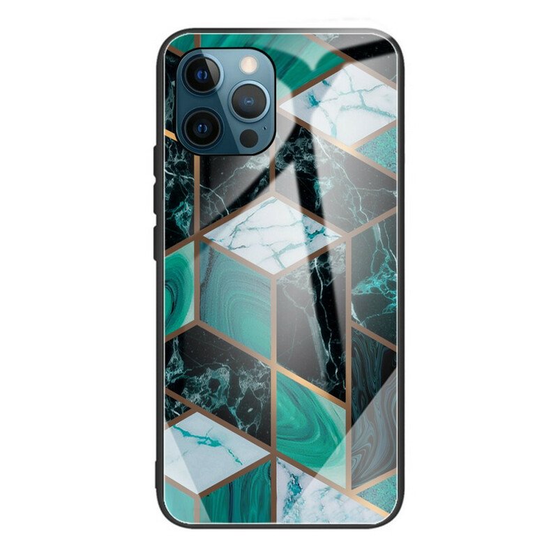 Skal iPhone 13 Pro Max Geometri Marmor Härdat Glas