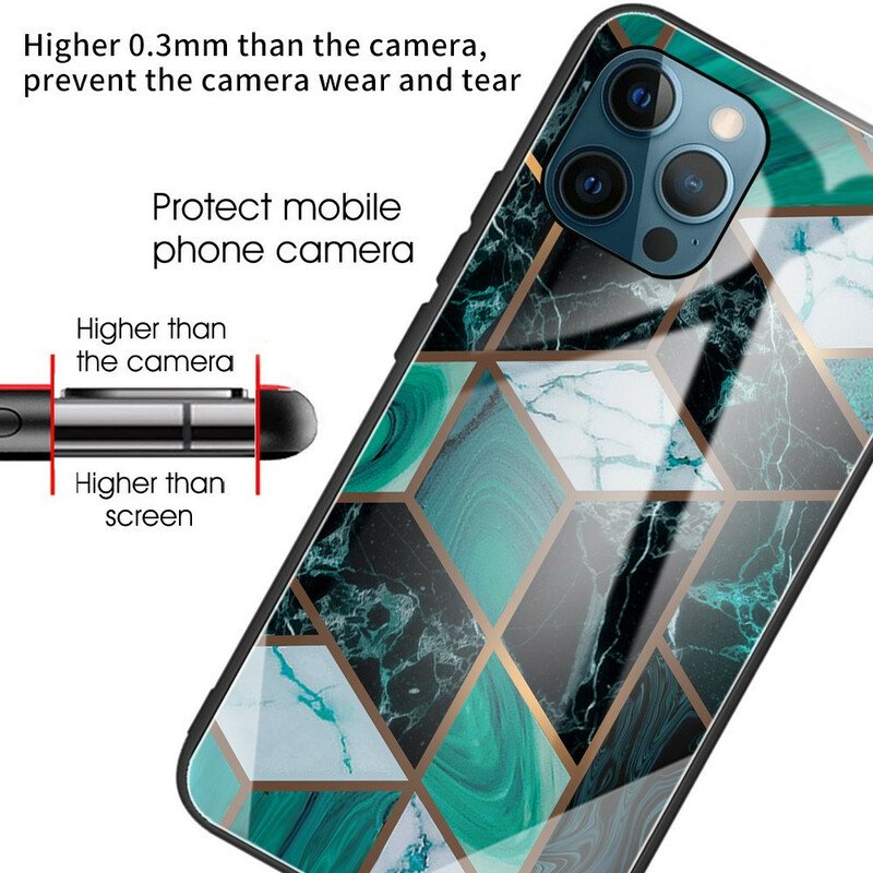 Skal iPhone 13 Pro Max Geometri Marmor Härdat Glas