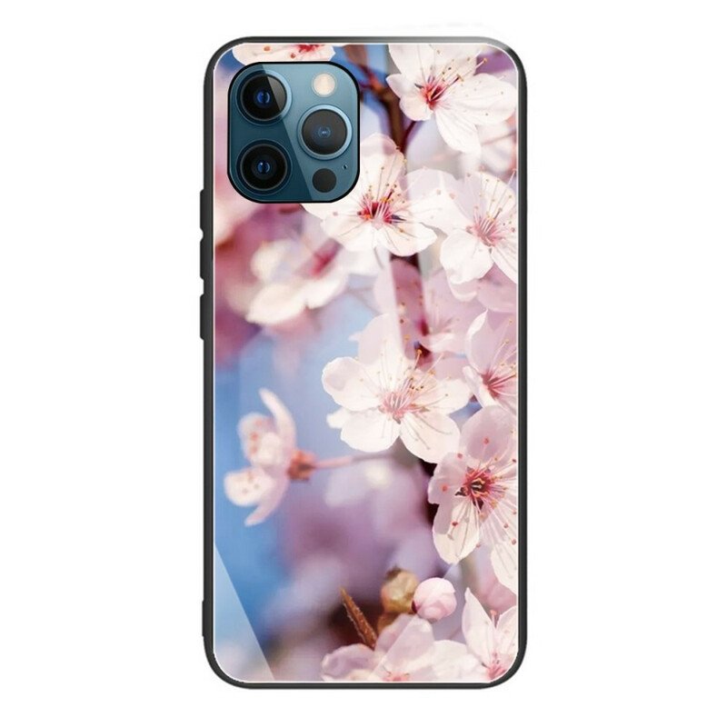 Skal iPhone 13 Pro Max Realistiska Blommor I Härdat Glas