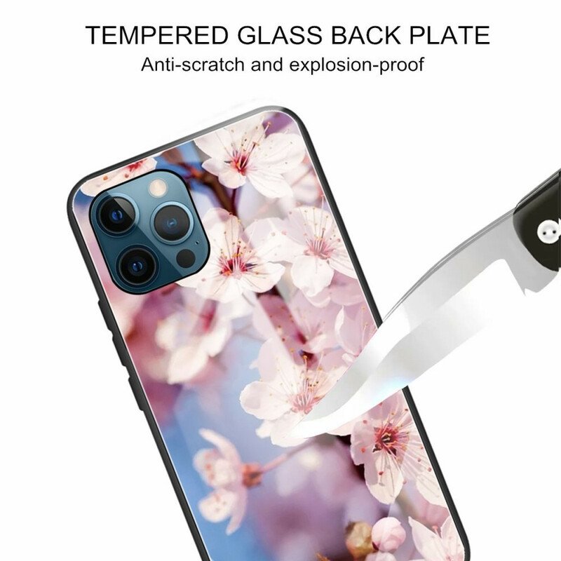 Skal iPhone 13 Pro Max Realistiska Blommor I Härdat Glas