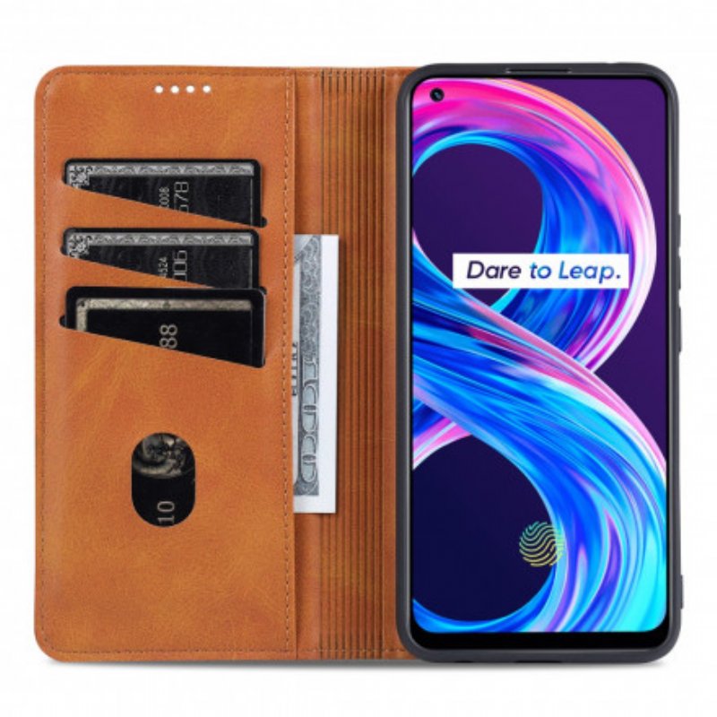 Folio-fodral Realme 8 / 8 Pro Läderfodral Azns Läder Styling