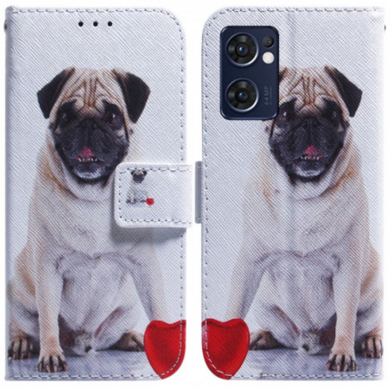 Läderfodral Oppo Find X5 Lite Mops Hund