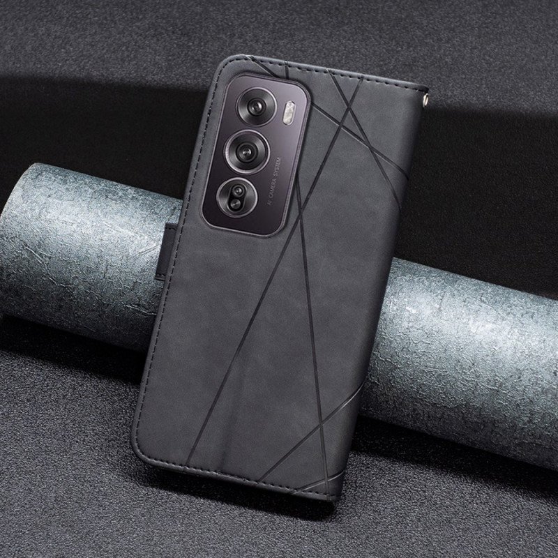 Läderfodral Oppo Reno 12 Pro 5g Telefonfodral Geometrisk Design Binfen Färg