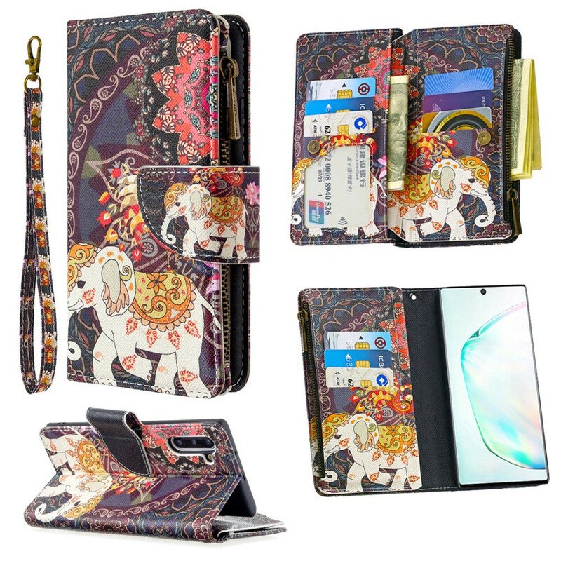 Fodral Samsung Galaxy Note 10 Elephant Zip-ficka