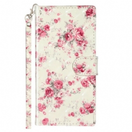 Fodral Samsung Galaxy Note 10 Med Kedjar Strap Light Spot Flowers