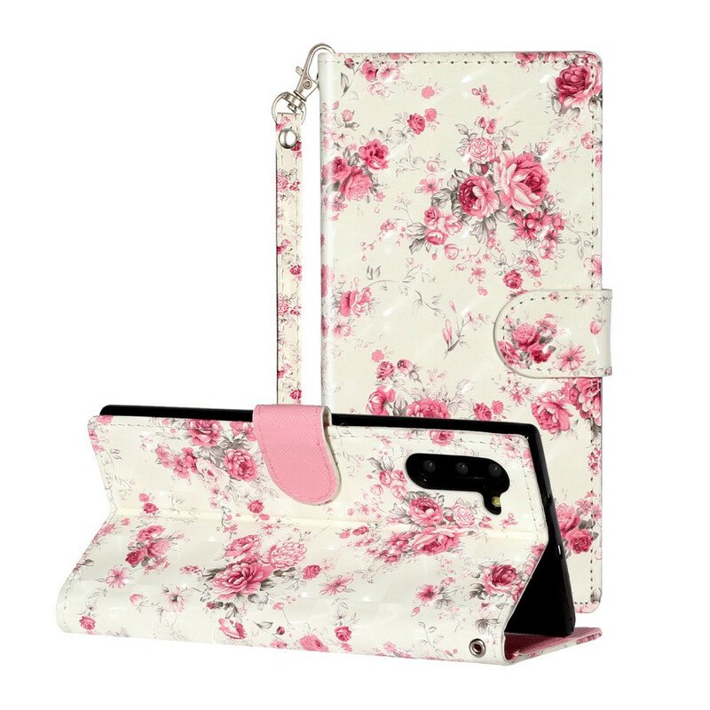 Fodral Samsung Galaxy Note 10 Med Kedjar Strap Light Spot Flowers