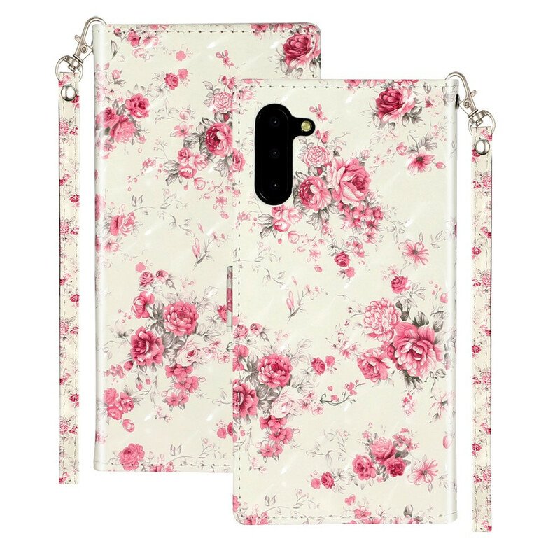 Fodral Samsung Galaxy Note 10 Med Kedjar Strap Light Spot Flowers