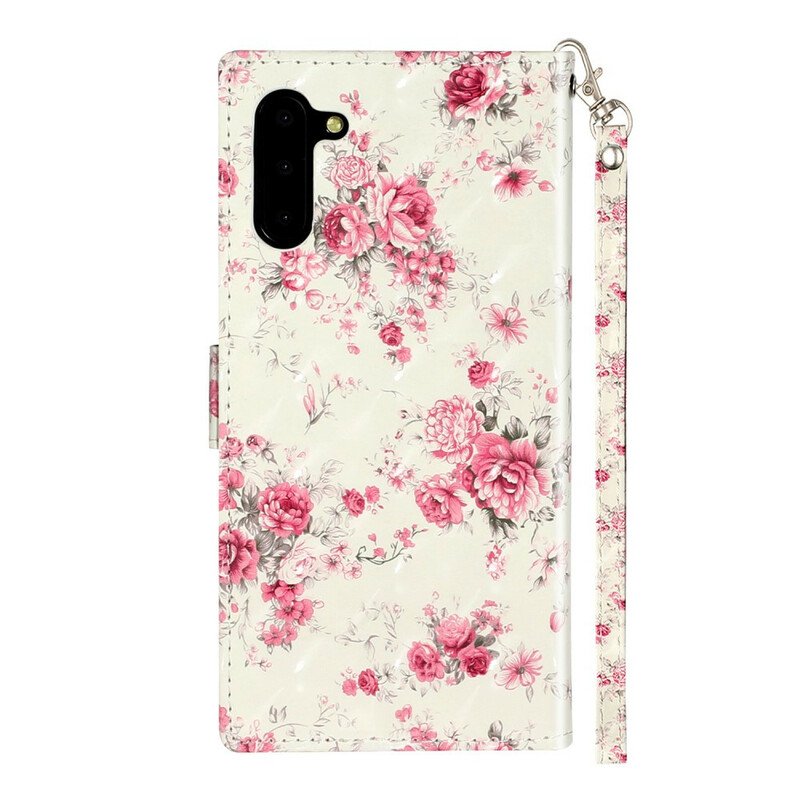 Fodral Samsung Galaxy Note 10 Med Kedjar Strap Light Spot Flowers