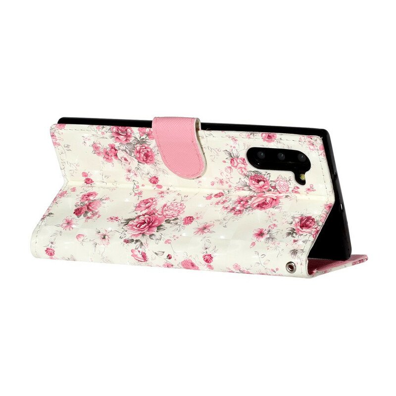 Fodral Samsung Galaxy Note 10 Med Kedjar Strap Light Spot Flowers