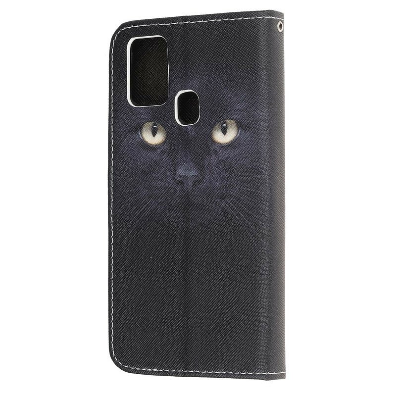 Fodral Samsung Galaxy M31 Med Kedjar Strappy Black Cat Eyes