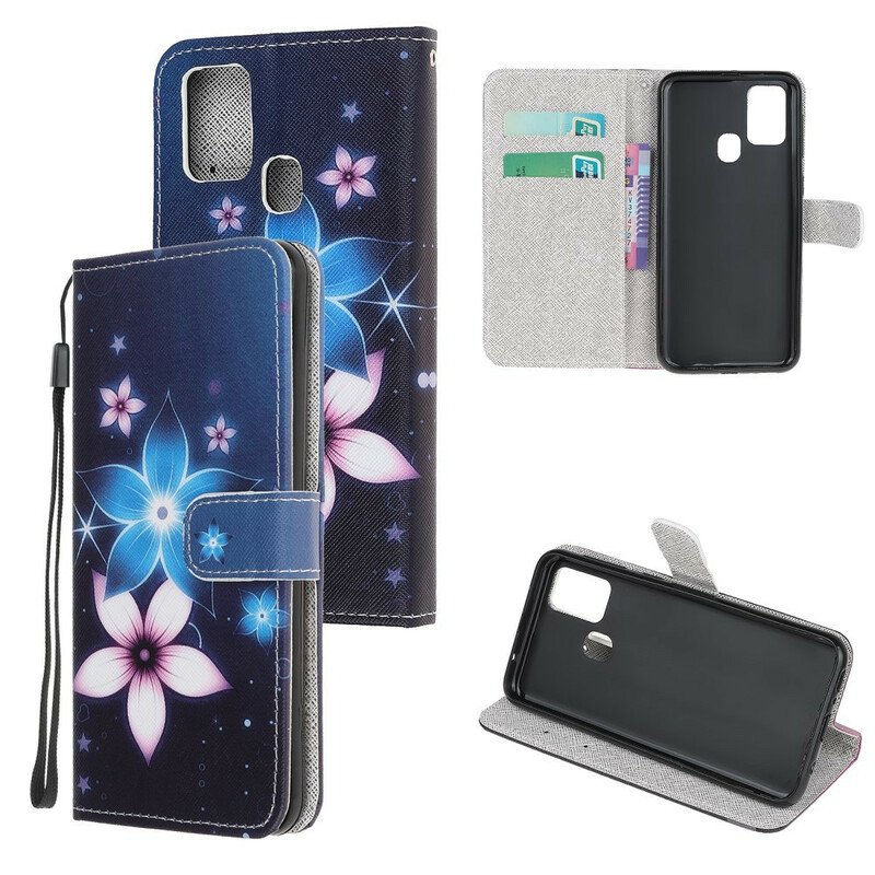 Folio-fodral Samsung Galaxy M31 Med Kedjar Lunar Strap Blommor