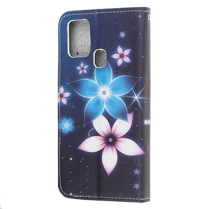 Folio-fodral Samsung Galaxy M31 Med Kedjar Lunar Strap Blommor