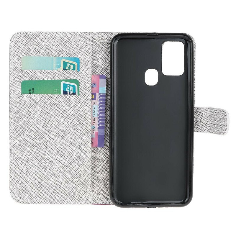 Folio-fodral Samsung Galaxy M31 Med Kedjar Lunar Strap Blommor