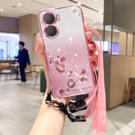 Skal Huawei Nova 12 Se Telefonfodral Blommor Och Strass Med Rem