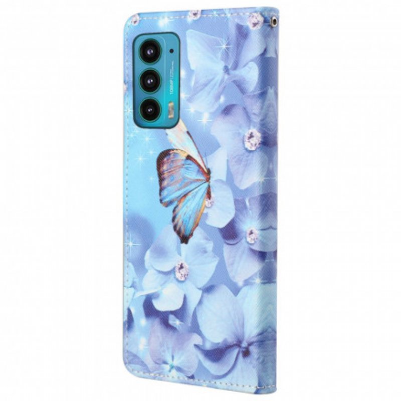 Fodral Motorola Edge 20 Med Kedjar Strappy Diamond Butterflies