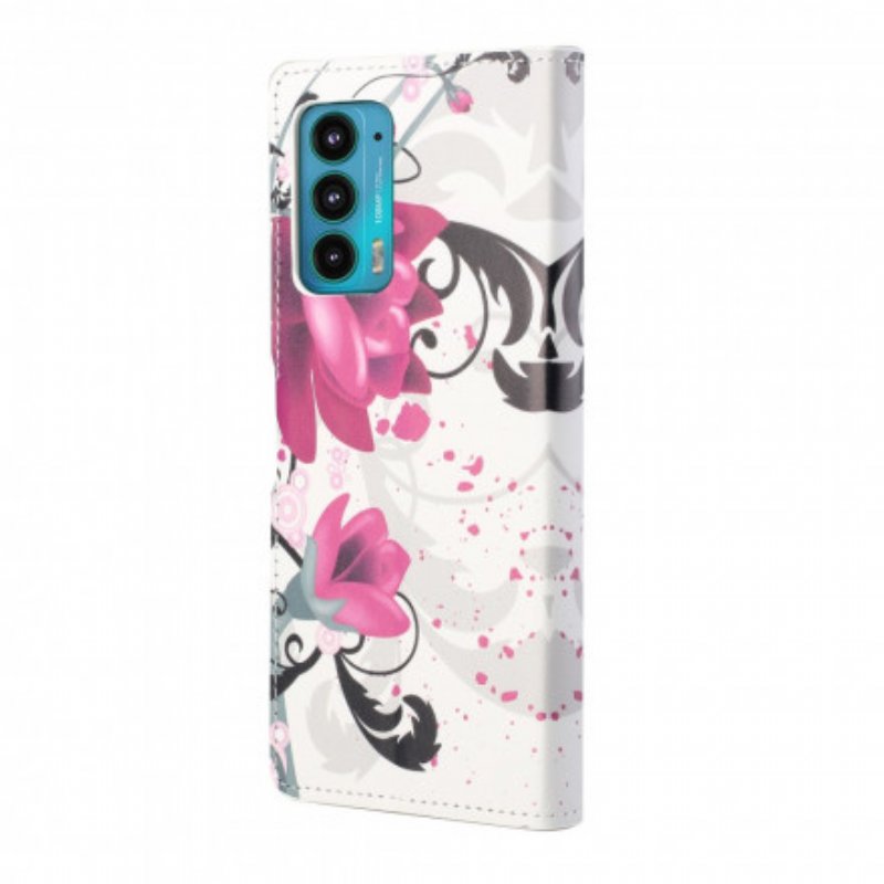 Fodral Motorola Edge 20 Tropiska Blommor