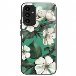 Skal Samsung Galaxy A15 5g Härdat Glas Vita Blommor