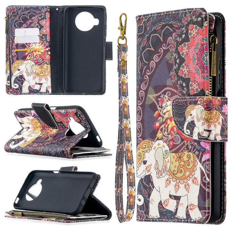 Folio-fodral Xiaomi Redmi Note 9 Pro 5G Elephant Zip-ficka