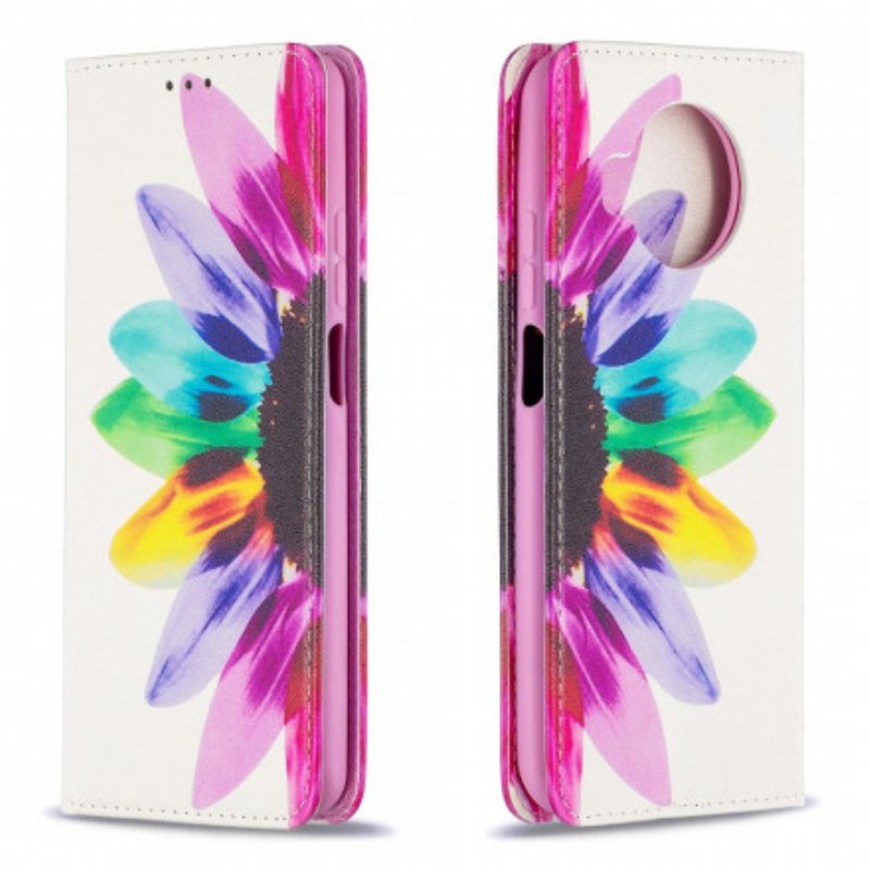 Folio-fodral Xiaomi Redmi Note 9 Pro 5G Läderfodral Akvarell Blomma