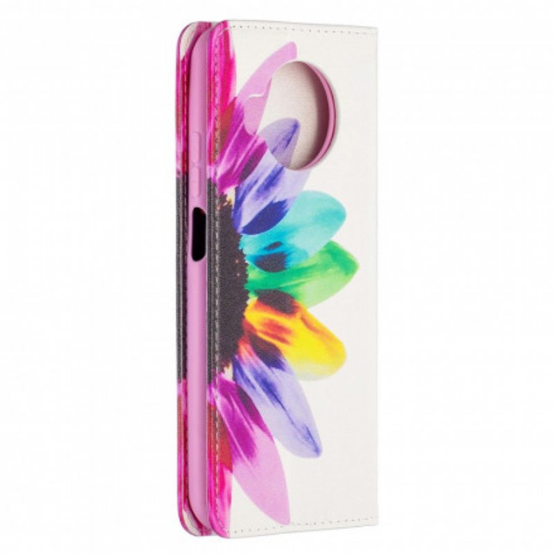 Folio-fodral Xiaomi Redmi Note 9 Pro 5G Läderfodral Akvarell Blomma