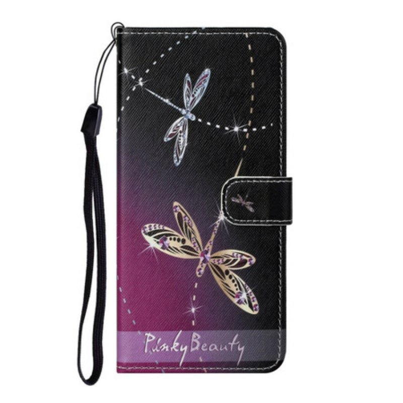 Folio-fodral Xiaomi Redmi Note 9 Pro 5G Med Kedjar Strappy Dragonflies