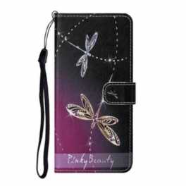 Folio-fodral Xiaomi Redmi Note 9 Pro 5G Med Kedjar Strappy Dragonflies