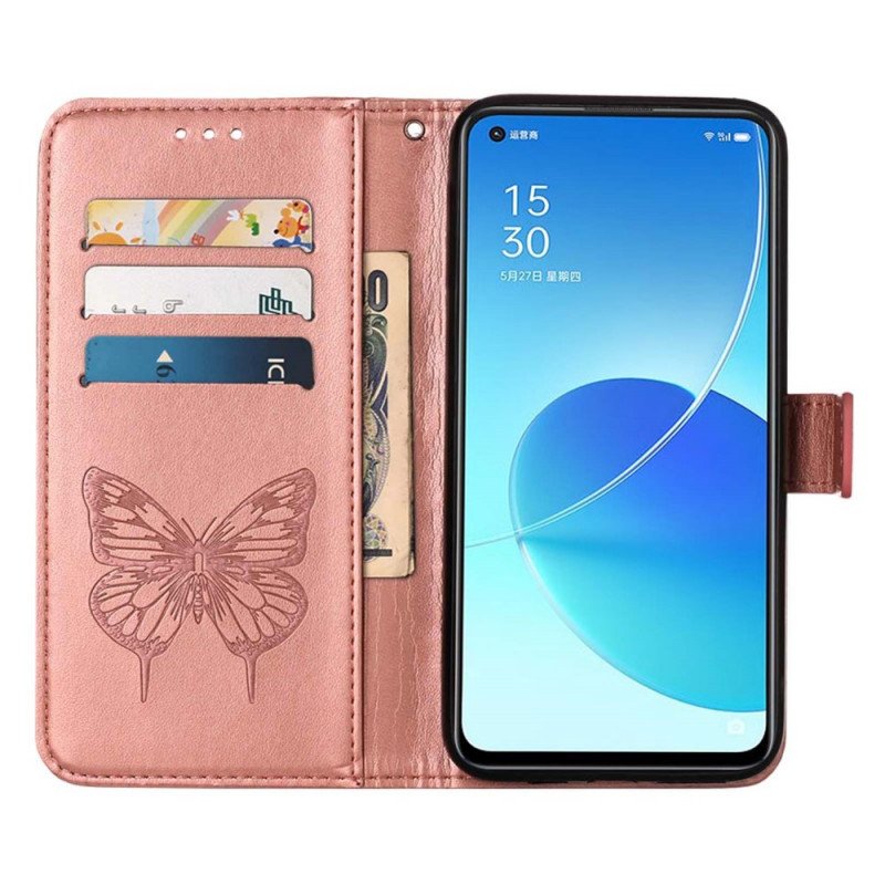 Fodral Oppo Find X5 Butterfly Design Med Lanyard