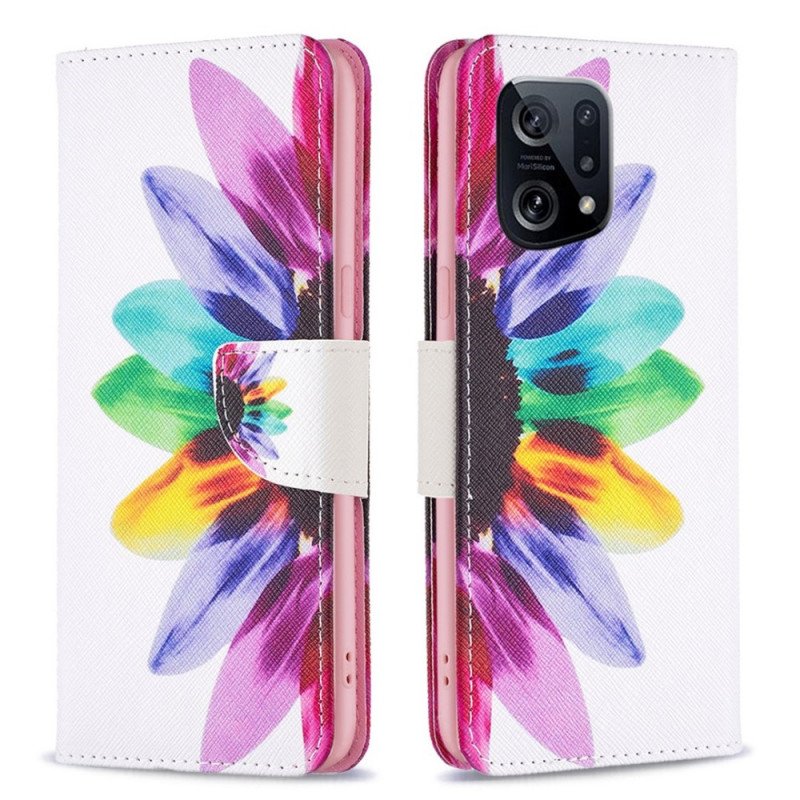 Folio-fodral Oppo Find X5 Akvarell Blomma