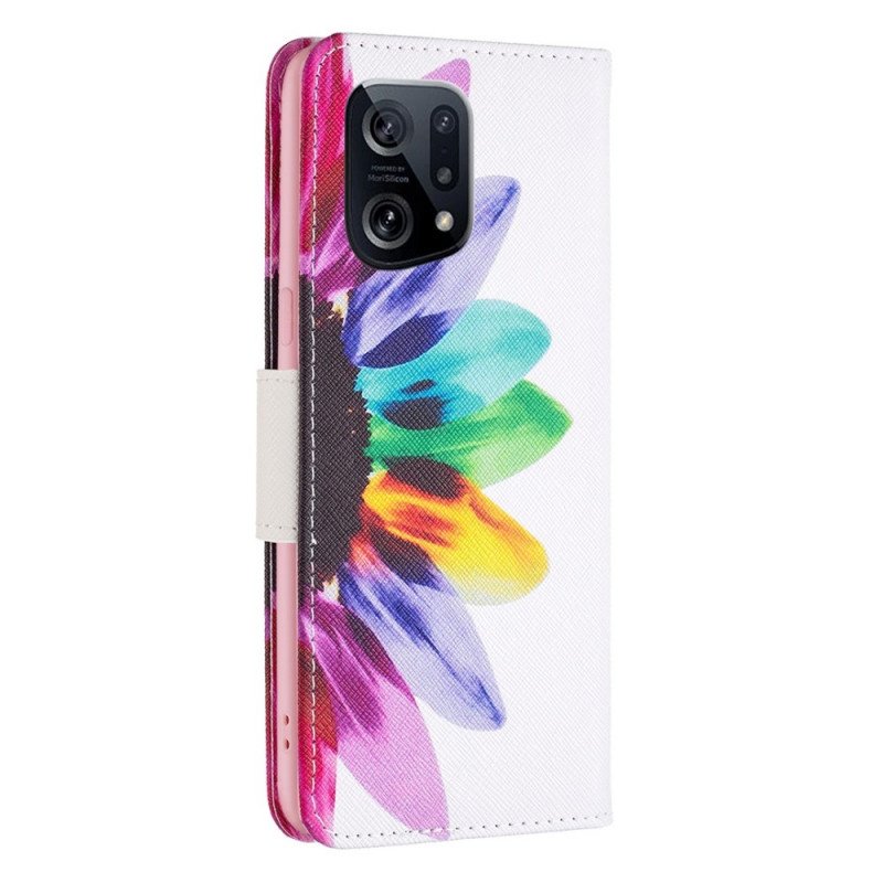 Folio-fodral Oppo Find X5 Akvarell Blomma