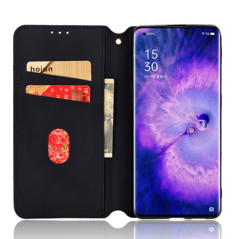 Folio-fodral Oppo Find X5 Läderfodral Diamantlädereffekt