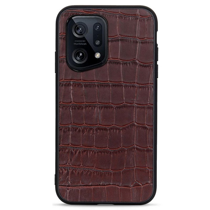 Mobilskal Oppo Find X5 Äkta Crocodile Texture Läder