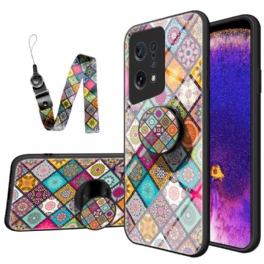 Skal Oppo Find X5 Patchwork Magnetisk Hållare