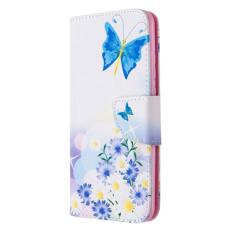 Fodral Huawei P Smart 2020 Målade Fjärilar Och Blommor