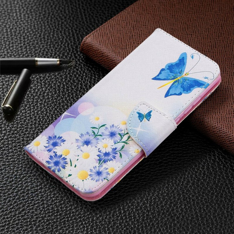 Fodral Huawei P Smart 2020 Målade Fjärilar Och Blommor