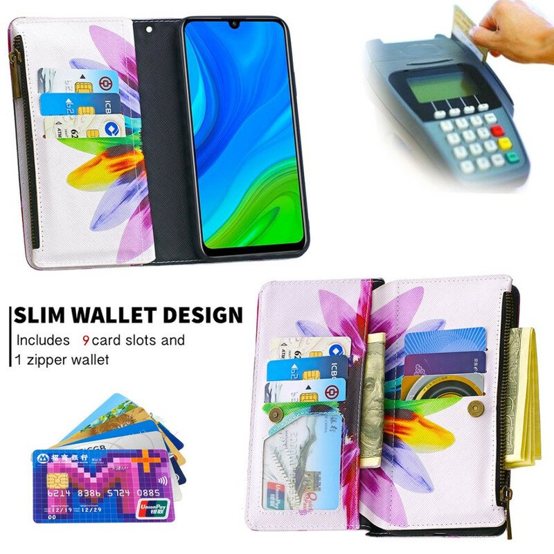 Folio-fodral Huawei P Smart 2020 Blomma Blixtlåsficka